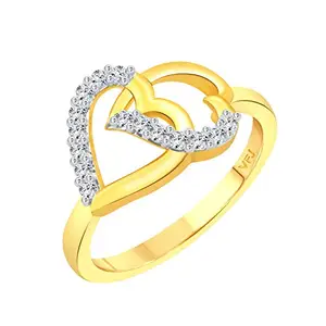 Vighnaharta valentine day gift valentineday gift for her gift for him gift for women gift for men Valentine Gift Interlocking Hearts CZ Gold and Rhodium Plated Alloy Ring for Women and Girls - [VFJ1294FRG10]