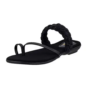 WALKWAY Women's Black Fashion Sandals-5 Kids UK (32-7296)