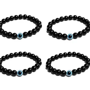 Herbal Aid Evil Eye Hand Bracelet for Luck Bringing and Protection, Awesome Jewelry and Gift for Women and Men(Nazar Battu) Black Pack of-4