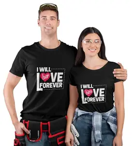 JD TRENDS We Will Love Each Other Forever Printed Couple (Black) T-Shirts