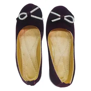 Velvet Bow Elegance Casual Style Flawless Belly | Open Toe Soft Stylish Comfortable Flat Bellies | Fashionable Belly for Women's & Girl's | Flattering Your Belly with Style Maroon