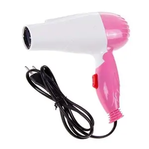 Compact Travel Hair Dryer with Dual Heat Settings, Lightweight Design, Foldable Handle, and Stylish Pink Finish – Perfect for Quick Drying and Styling at Home or On the Go (Pink)