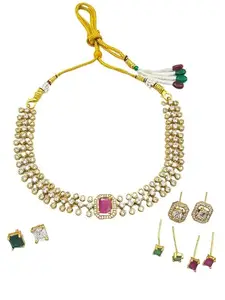 Griiham Premium Sayara Collection with 3 Interchangeable Stone Choker Necklace Set
