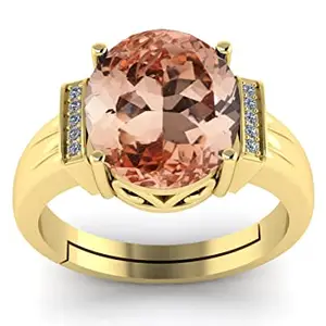BALATANK 6.25 Ratti 5.50 Carat Natural Morganite Stone Gold Plated Adjustable Ring For Men And Women