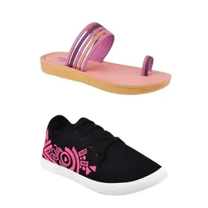 SPORTER Extra Soft Classic Casual wear with Flexibility Technology Flip-Flop Combo for Women's/Girl's(6145+1980)(7) Multicolor