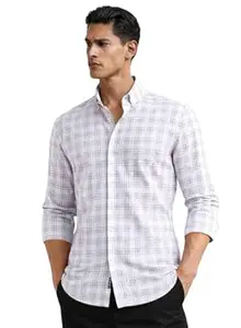 ADRO Mens Shirt with Subtle Stripes | Button-Down Collar | Long Sleeve | Smart Casual Regular Fit Shirts