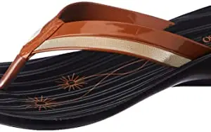 Walkaroo Ladies Black Tan Slipper (WL7089) 5 UK