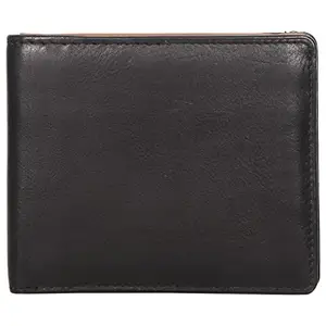 LMN Genuine Leather Black/Taupe Color Wallet for Men Maya_13 (6 Credit Card Slots)