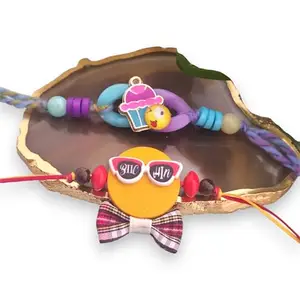 Ideaz unlimited Rakhi for Kids, Cute and Trendz Rakhi for Little Brother and Sister | Pack of 2 with 1 Roli Chawal for Rakshabandhan Celebration (ID176)