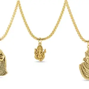 God Radha Krishna, Khatu Shyam Ji, Ganesh Ji Locket For Men & Women (Pack Of 3) Gold Tone Elegant Jewelry For Everyday wear Gifts For Boys/men's/father/brother/women/girls
