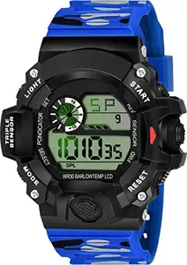Rozti Digital Sports Blue Strap Silicone Belt Multi Functional Black Dial Watch for Mens Boys