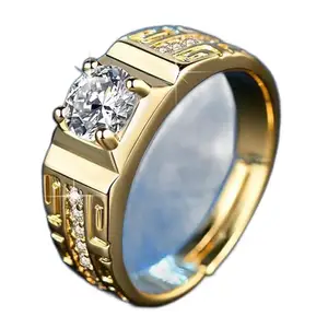 ExclusiveSterlingSilverAmericanDiamondSolitaireAdjustableRingForMenBoy(HC300-M-Ring-5001-Gold(M:01))