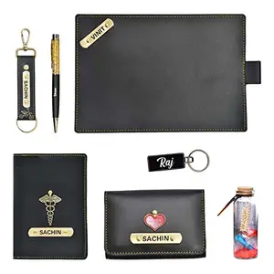 YOUR GIFT STUDIO Customized Valentine Day Gift Combo for Men’s | Personalized Men’s Gift Combo with Passport Cover, Wallet, abd Many More | Valentine’s Day Gift for Men (Black)