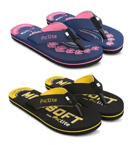Piclite footwear women Hawaii chappal Slippers flip flops for women girls Daily use Rubber pack of 2
