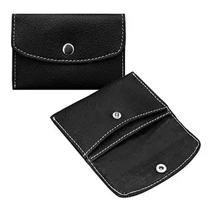 MATSS Black Faux Leather Mini Wallet for Men and Women ATM Card Case | Credit Card Holder