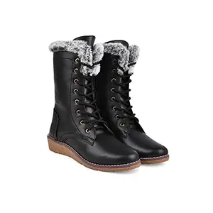 Dollphin EMY-016 Women Fashion Stylish Casual Wear For Outdoor Mid Calf Boots Black 3