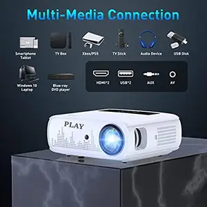 Play PLAY Newly Launched MP8 Model Portable Native Full HD LED 5G WiFi Android 2K 4K 3840 x 2160P Projector with fast processor technology by Advance Projector (7500 lm / Wireless / Remote Controller) Portable Projector (White)