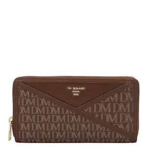 Da Milano Zip Leather Wallet for Women - Brown