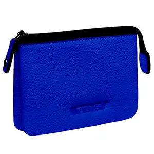ABYS Genuine Leather Unisex Royal Blue Mini Zipper Pouch (8550RBL)
