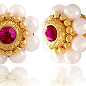 JFL - Jewellery for Less One Gram Gold Plated Floral Pearl Designer Stud Earring for Women & Girls,Valentine