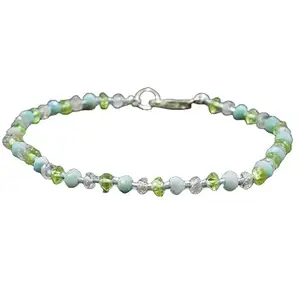 RRJEWELZ Larimar, Zircon & Peridot bracelet for men & women - 3-3.5mm Rondelle Faceted beads - 7 Inch with Silver plated clasp – Healing, Fashion, Gift, Spiritual, Yoga|LCBR_RR_08141