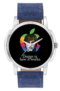 BIGOWL Wrist Watch for Men - Design is How it Works Steve Jobs - Analog Men's and Boy's Unique Quartz Leather Band Round Designer dial Watch