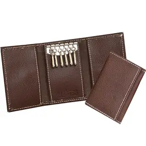 MATSS Coffee Brown Faux Leather Key Pouch/Key Chain/Key Holder/Card Holder for Men and Women