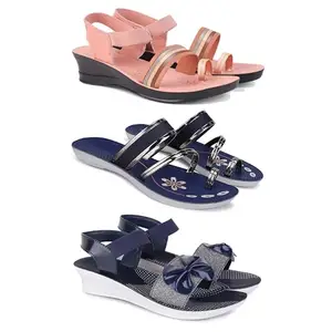 Women's Comfortable Sandal,Casual Lightweight Sandal for Everyday Wear | (COMBO-3)-1959-1945-1972-8