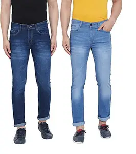 Ben Martin Men's Pack of 2 Regular Fit Stretchable 34 Size Dark Blue & Light Blue Casusal Denim Combo Jeans Pant for Men, CMB-4
