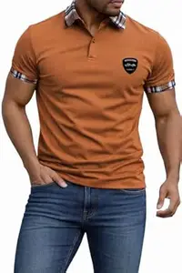 Premium Cotton Polo T-Shirt for Men, Slim Fit, Half Sleeve, Check Collar Design, Casual Stylish