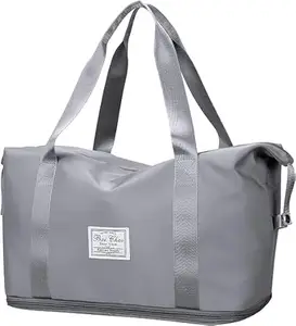 Large Capacity Folding Travel Bag Lightweight Waterproof Carry Luggage Bag Travel Duffle Handbags Travelling Bag for Women and Men (Grey)_92