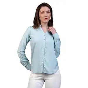 Urbano Fashion Women's Modal Viscose Full Sleeve Regular Fit Casual Solid Shirt with Mandarin Collar