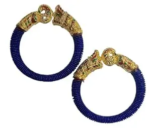 PARI BORAH Traditional Free Size Pearl Moti Kada Bangles for Women | Gold Plated Ethnic Beaded Bracelet Pair | Festive & Bridal Jewellery