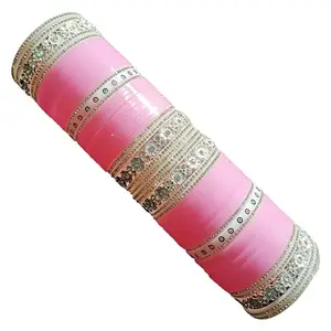 Beautiful Pink unique brass bangles chuda set for girls and women (2.2)
