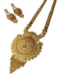 Trending One Gram Gold Meenakari Long Necklace Set