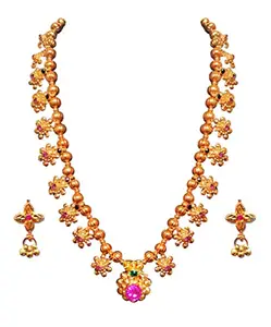 Glamform Kolhapuri Saaj Traditional Necklace Set combo : Kolhapuri Saj with Amazing Thushi Jewellery Set, and Classy Thushi Mangalsutra collection for stylish women K100