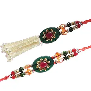 Partunay 2 Pcs Rremium Designer Rakhi Set For Brother And Bhabhi Couple Pair Bhaiya Bhabhi Rakhi