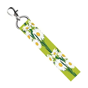 ISEE 360® White Lilly Flower Lanyard Bag Tag with Swivel Lobster for Gift Luggage Bags Backpack Laptop Bags Travelers Students Worker L X H 5 X 0.8 INCH