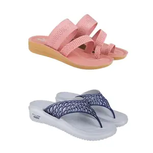 ZENWEAR Extra Soft Classic Casual wear with Flexibility Technology Flip-Flop Combo for Women's/Girl's(6142+1887)(4) Multicolor