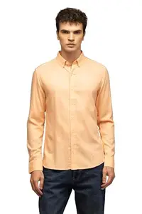 SNITCH Sleek Style Plain Peach Cotton Slim Fit Shirt