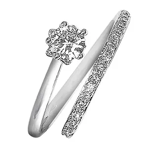 Peora American Diamond Studded Silver Plated Finger Ring Fashion Wear Stylish Jewellery Gift for Girls & Women (PX8R95)