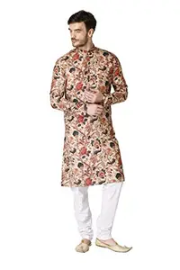 TABARD Cotton beige Full sleeve Regular Printed Kurta Churidar set For men