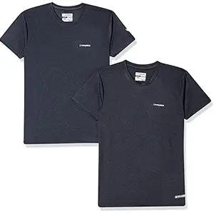 Charged Brisk-002 Melange Round Neck Sports T-Shirt Black Size Xs And Charged Pulse-006 Checker Knitt Round Neck Sports T-Shirt Black Size Xs