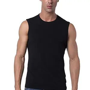 THE BLAZZE Mens Slim Fit Crew Neck Sleeveless T-Shirt (XX-Large, Black)