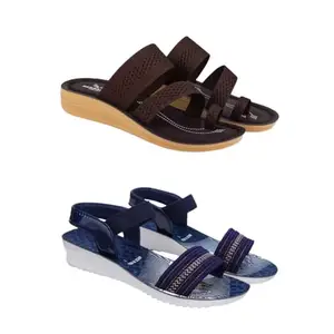 ZENWEAR Extra Soft Classic Casual wear with Flexibility Technology Heel Combo for Women's/Girl's(6141+1930)(4) Multicolor