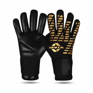 Nivia Ashtang Gold Rubber Football Goalkeeper Gloves (Gold, Medium)