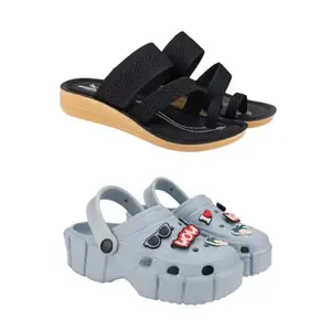 ZENWEAR Extra Soft Classic Casual wear with Flexibility Technology Heel Combo for Women's/Girl's(6140+1984)(8) Multicolor