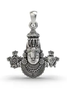 Exotic India 925 Sterling Silver Tirupati Balaji Pendant Sacred Lord Venkateshvara Jewelry for Protection & Devotion