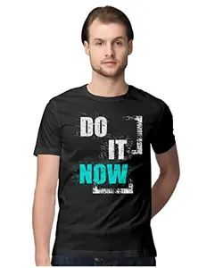 Men's Regular Fit T-Shirt Do It Now - Motivational Quote 100% Cotton T-Shirt Black; _DOITNOWMW-Black XL Men Round_bz