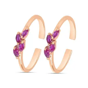 ZAVYA 925 Sterling Silver Leaf Rose Gold Plated Toe Ring | Gift for Women & Girls | With Authenticity Certificate & 925 Stamp